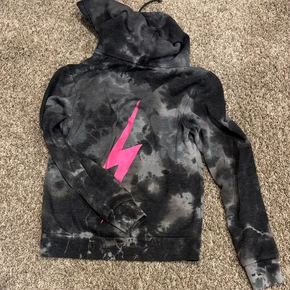 Aviator Nation Charcoal Tie-Dye Hoodie with Pink Lightning - Picture 4 of 4